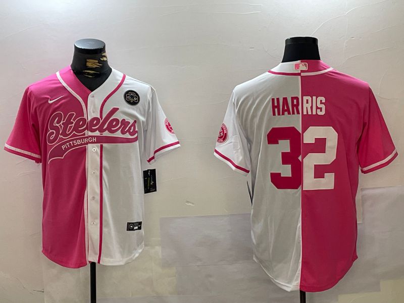 Men Pittsburgh Steelers #32 Harris white pink Joint Name 2024 Nike Limited NFL Jersey style 4->pittsburgh steelers->NFL Jersey